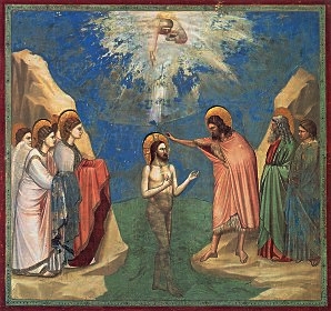 Giotto "Chrzest Jezusa", kaplica Scrovegni, Padwa, ok. 1306-1309.